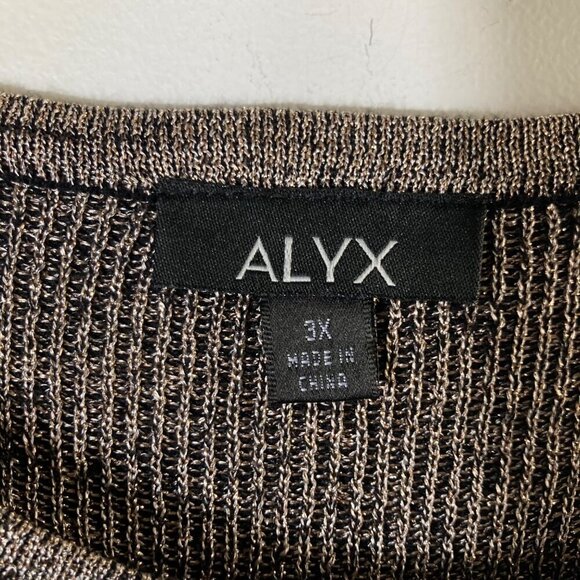 Womens‎ Alyx Round Neck Sparkley Knit Sweater Long Sleeve Black Gold 3X - Picture 7 of 8